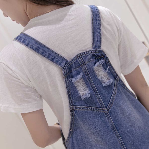 Denim maternidad babero monos agujero flecos Min vestidos de mezclilla para mujeres embarazadas moda azul profundo vestidos de embarazo