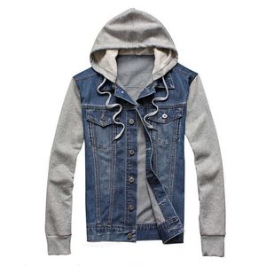 Denim Mannen Hooded Sportkleding Buitenshuis Casual Fashion Jeans Jassen Hoodies Cowboy Mens Jas en Coat Plus Size X0621