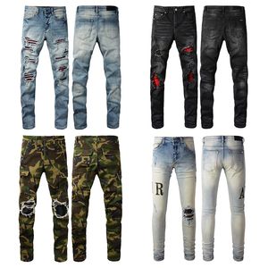 Diseñador de mezclilla jean jean pierna recta jeans con cremallera hip hop ciclista motocicleta jeans verdaderos cintura gótica pantalones anchos de alta calidad