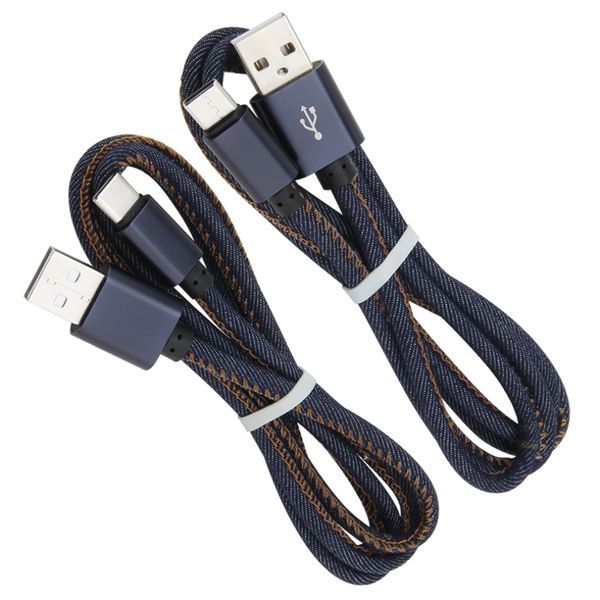 Denim Micro 5Pin câble Charge rapide USB Type C câble de Charge synchronisation données cordon USB-C pour Samsung S9 Xiaomi Oneplus téléphone portable