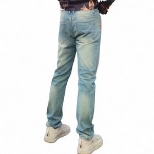 Denim Ruined Classic Tide Brand Jeans Fi Regular Fit Droite Rétro Lg Four Seas Ripped Tide Grande Taille T6s3 #