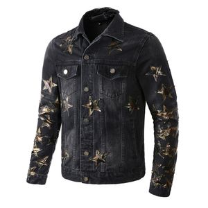 denim serie lanceert denim jack voor heren senior designer designs street pentagram trend cool star cool boy losse revers knappe jas denim jack