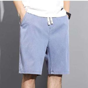 Denim shorts voor heren zomer dunne en trendy losse bovenkleding casual ijs zijde ademende 5-inch extra grote werkkleding shorts