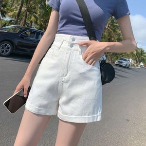 Short en jean pour femme à l'été 2022, nouveau taille très haute, ample et polyvalent, bords amincissants et bouclés, pantalons chauds blancs populaires en gros