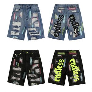 Denim shorts brief korte jeans voor heren ins straat gebroken gat jean homme eindeloze broek moto touse