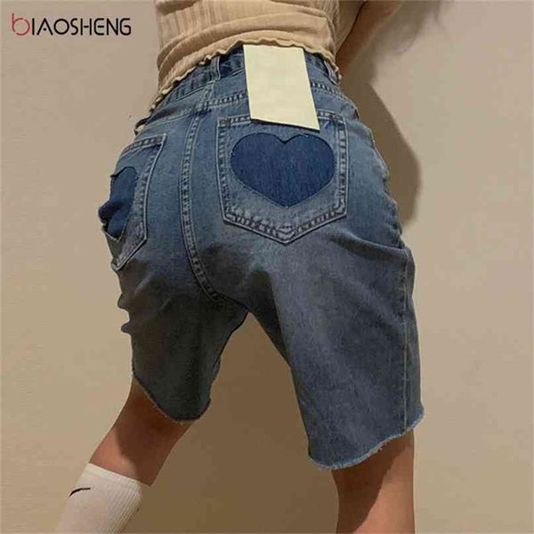 Pantalones cortos de mezclilla Mujeres de cintura alta Ropa de mujer de verano Harajuku Smart Casual Basic Fashion Jeans Estilo coreano 210714