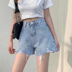 Shorts en denim Femmes pantalons d'été Version coréenne haute taille slim fit large jambes pantalons chauds intérieurs