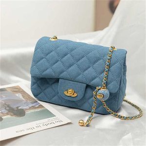 Denim Small Golden Ball Diamond Lattice Chain New Lock Square Square Womens Womens Summer Sac à main 60% de réduction sur la boutique en ligne