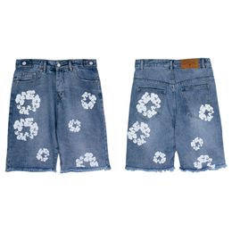 Denim gestapelde sho mannen ontwerper scheurjeans pour hommes Jean Summer Men Hole denim korte broek mode mode bedelaar geschraapte hiphop printing folower gecoate jeans