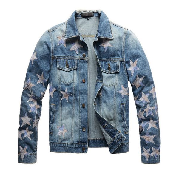 denim déchirure veste high street designer marque de mode trou cassé mince denim manteau punk moto designer veste mâle denim veste