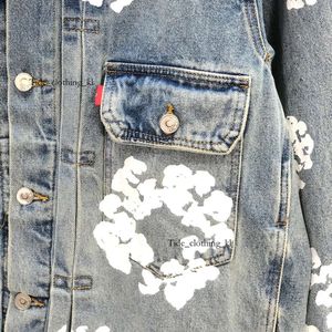 Denim tieners ontwerper hoogwaardige luxe mode dames dames bloemenpatroon jassen jassen jas wasblauwe ontwerper dames letters shirts woman designer jassen 760