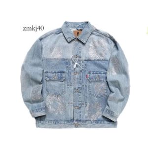 Denim Teers Hoodie Designer Jacket High Street Flower Denim Krans Zwart gewassen rechte jeans Denim Teers Jacket Denim Teaes Jacket 6779