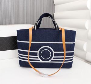 Denim sacs fourre-tout canal grande capacité sac à main de créateur mode femmes sac à provisions portefeuille de luxe ligne impression Pruse 38cm