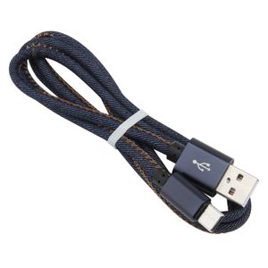 Denim type c kabels 1m snel oplaad micro USB 2.0 Data Sync Charger Cable Cord voor Xiaomi Redmi Samsung mobiele telefoon lading line
