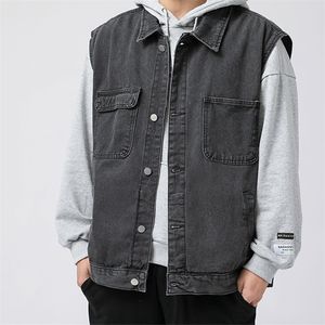 Denim gilet hommes veste coton vêtements printemps été mode gilet mâle jeans décontractés Vintage coréen manteaux hauts 210923