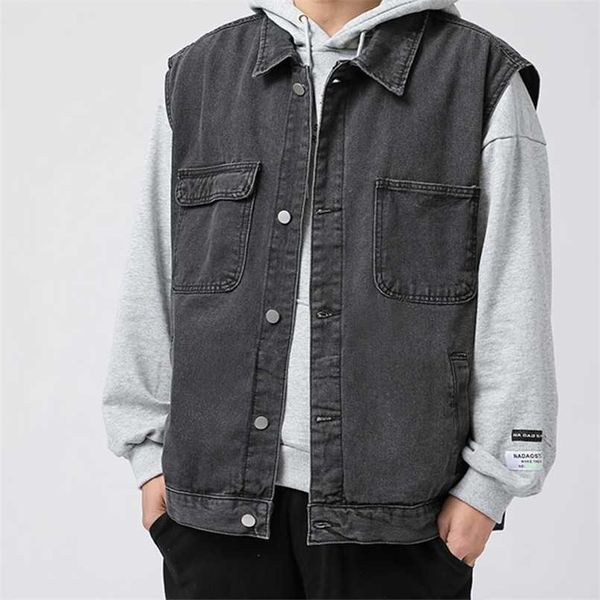 Denim Vest Hommes Veste Coton Vêtements Printemps Eté Mode Gilet Homme Casual Jeans Vintage Veste Coréenne Manteaux Tops 211104