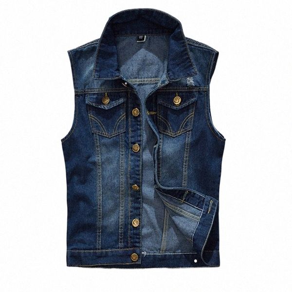 Denim Vest Tide Sleevel Veste Tendance Hommes Plus Taille Coréen Slim Hip Hop Jeune Garçon Jean Manteaux Gilet Mâle B04V #