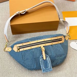 Denim heuptas Borsttassen Portemonnee Designer Unisex Heuptas Klassieke Letter Heuptas Dames Cross Body Portemonnee Rits Heuptasje Schoudertas