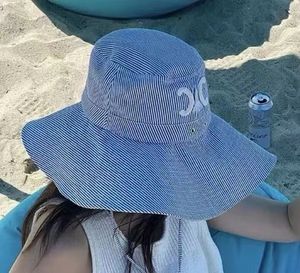 Denim brede rand hoeden vrouwen buiten canvas emmer hoed designer merk dragen zomer strand reizen gezichtsbescherming zon voorkomen cap lady verstelbare visserscaps 2684