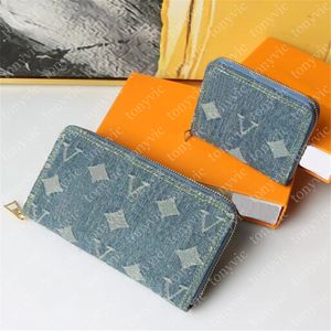 Denim Mujer Diseñador Cartera Cremallera Titular de la tarjeta de crédito Marca Letras completas Para hombre Monedero de lujo Titulares de tarjetas Carteras de moda bolso