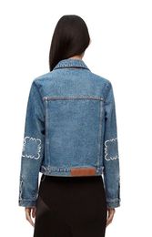 Denim Women Designer Casual Hollow Coat broderie Hip Hop Jacket Button Automne Style Slim pour Lady Woman Jeans Windbreaker Veste