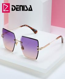 Denisa Square Rimless Sunglasses Femmes 2019 Summer Red Glases Fashion Luxury Marque de soleil pour hommes UV400 ZONNEBRIL G186007185021