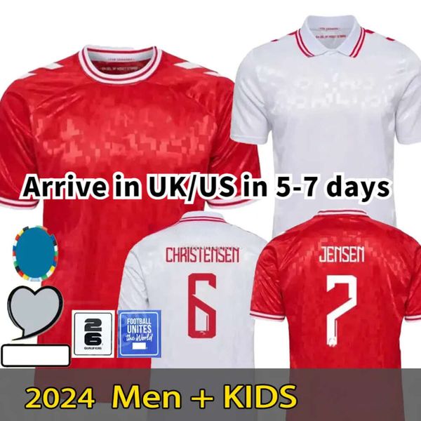 Maillot de football du Danemark 2024 Coupe d'Europe Nouvelle équipe nationale 2025 24 25 Maillot de football Kit pour enfants Ensemble complet Accueil Rouge Extérieur Blanc Hommes Uniforme CHRISTENSEN JENSEN ERIKSEN