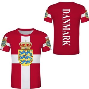 Denemarken gratis aangepast T -shirt Danmark Nation vlag T -shirts T -shirts Dansk Country Diy Top P O Picture Team Jersey gemaakt naam 220616GX