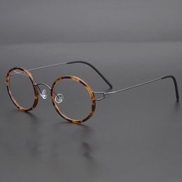 Denemarken Brilmontuur Mannen Vrouwen Schroefloze Brillen Ultralight Retro Ronde Optische Brillen Handgemaakte Designer Spektakel 240108