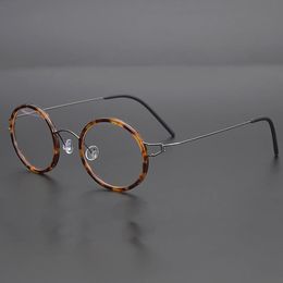 Denemarken Brilmontuur Mannen Vrouwen Schroefloze Brillen Ultralight Retro Ronde Optische Brillen Handgemaakte Designer Spektakel 240119