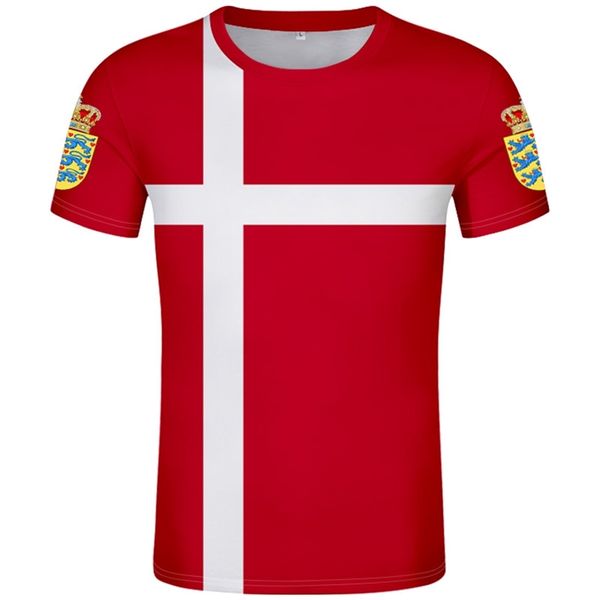 Camiseta de Dinamarca Nombre personalizado gratuito Número Dnk Camiseta Bandera de la nación Reino danés País Danmark Dk Imprimir Po Ropa 220609