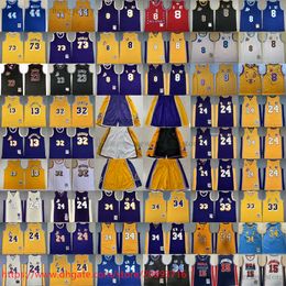 Dennis Rodman Classic Basketball 13 Wilt Chamberlain Jerseys Retro Ed 42 Artest Worthy Jerry West 1996-97 Black Blue 1996-2016 Purple #24 Jersey