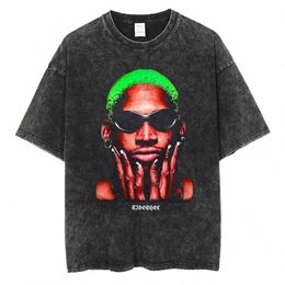 Dennis Rodman Grafische T-shirt Oversized Zomer Mannen Kleding Cott Vintage T-shirt Fi Hip Hop Streetwear Korte Mouw Tees R5NM #