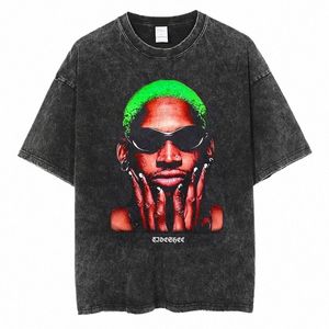 Dennis Rodman T-shirt graphique surdimensionné été hommes vêtements Cott Vintage T-shirt Fi Hip Hop Streetwear t-shirts à manches courtes R5NM #
