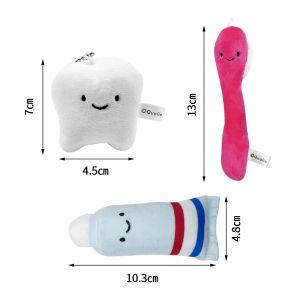 Dentaire mignon en peluche poupées dentaire pendentif suspension suspendue brosse à dents de dents farcie pour les enfants brosser des jouets d'apprentissage cadeau dentiste cadeau