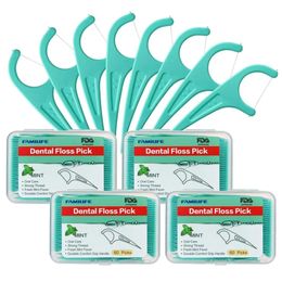 Tandzijde FAMILIFE Floss Picks Mint Tandzijde Picks met 4 Handige Reiskoffers 240 Aantal Flossers L0518 231007