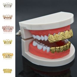 Dental Grills Unisex Tanden Set Goud Zilver Kleur Top Mond Bodem Caps Hip Hop Sieraden Verwijderbare Mode 230721
