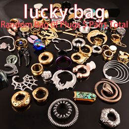 Parrillas dentales Vanku Body Piercing Lucky Lot Random Bag Tapones para los oídos 5 pares El total incluye 1 par de peso de la oreja 4 pares de tapones de calibre Piedra 230727