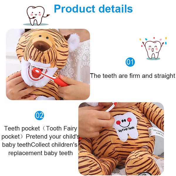 Dental Plux Dolls Teaching Tooth Model for Kids Learning Brossing Educational Toys Soft Toys Animal Dental Brosting Dents Teaching M
