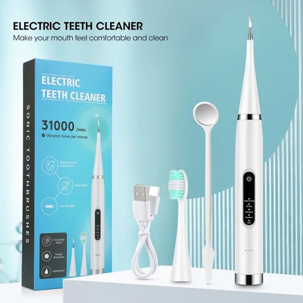 Eliminador de sarro dental Herramientas de limpieza de dientes sónicos Cepillo de dientes eléctrico Eliminación de placa Raspador Tartaro Stain Remover Kit 240305