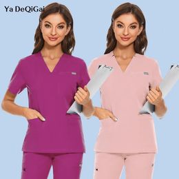 Tandarts scrubs tops mode el werkkleding scrub shirts uniform chirurgie huisdierwinkel dokter verpleegkundige blouse verpleegkunde 240412