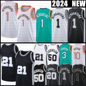 1 Victor Wembanyama Basketball Jerseys Mens 3 Keldon Johnson David Robinson 21 City Jersey Retro Shirts 2023 2024