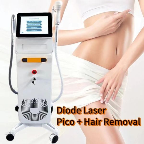 Depilación 2400W Máquina de depilación láser con diodo de titanio Eliminación de tatuajes 755808 1064nm Italia Equipo de salón de belleza para la venta