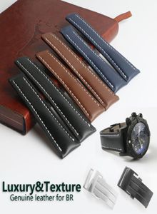 Implementatie Buckle Clasp Kalf lederen huid echte lederen horlogeband horlogeband voor horloge man 20 mm 22 mm zwart blauw met gereedschap1437358