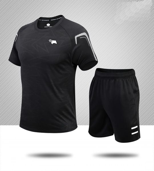 Comté de Derby F.C. Survêtements pour hommes vêtements d'été à manches courtes vêtements de sport de loisirs jogging chemise respirante en pur coton