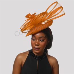 Derby fascinators voor vrouwen elegant bruiloft kopstuk met fancy veren bloemen chapeau cap dames feest banket millinery cap 240430