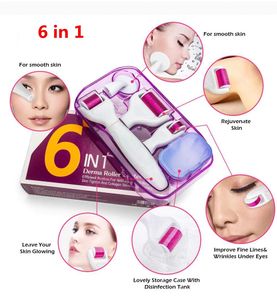 Derma Roller Kit 4/5/6 in 1 Titanium naald Microneedling Micro vervangbare koppen Naalden Microneedle Mezoroller Machine Skin Care Body Treatment Home Use