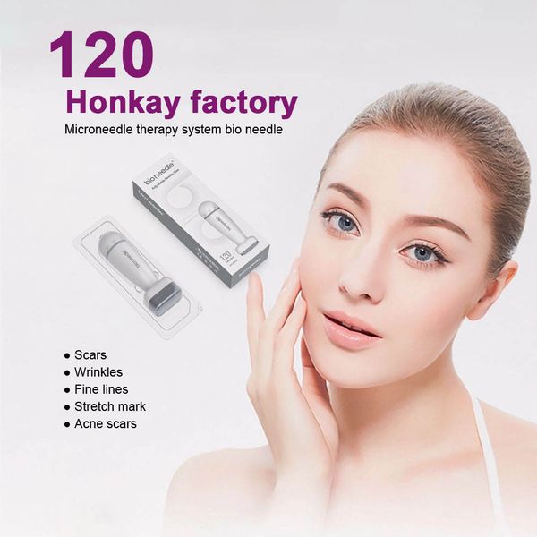 Derma Stamp 0-2 mm Ajustar la longitud de la aguja Dermapen Bio Needle 120Pin Microneedling Derma Roller para el crecimiento del cabello de la barba Cuidado de la piel del cuerpo de la cara