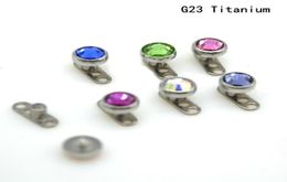 Dermaal anker huidduiker body piercing sieraden grade 23 titanium g23 cz crystal edelstenen 4 mm kop micro -houders7849725