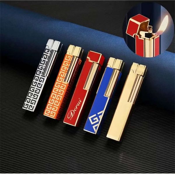 Derui mini metal retro rueda de molienda sin gas Ladilla más ligera Sliding Sliding Flame abre Boutique Boutique Cigarrillo Fighting Regalo